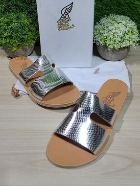 Ancient Greek Sandals Apteros Sandals - Silver/Tan EU 38 NEW